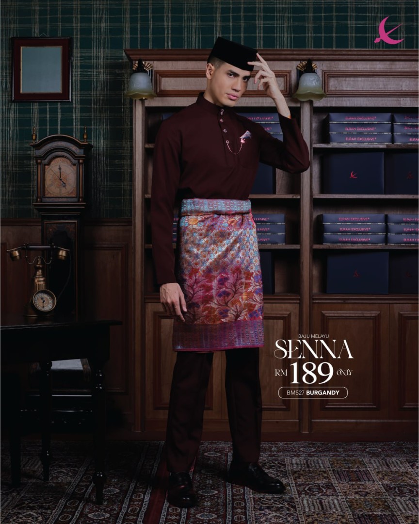 Baju Melayu Senna in Burgandy