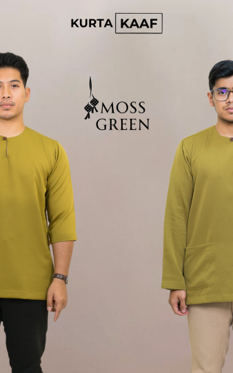 ( MOSS GREEN ) KURTA RAYA KLASIK TELUK BELANGA MATERIAL ANTI PANAS