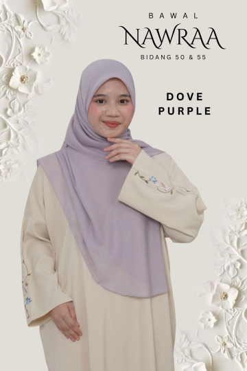 ( DOVE PURPLE ) BAWAL NAWRAA MATERIAL PREMIUM COTTON VOILE CURVE YANG SEJUK DAN RINGAN