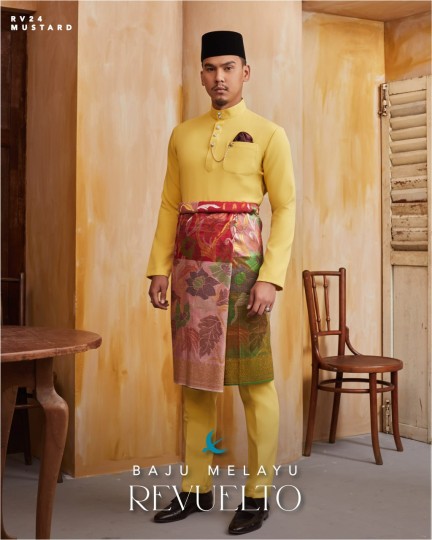 Baju Melayu Revuelto in Mustard
