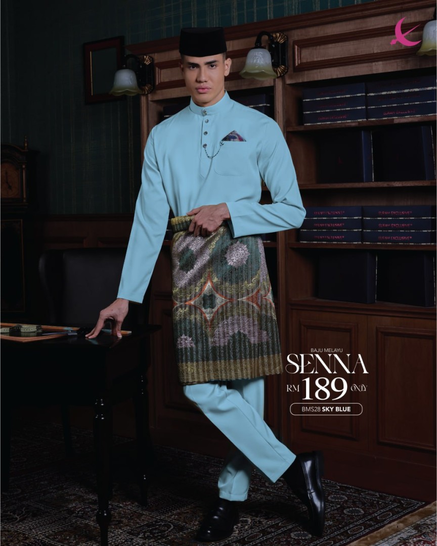 Baju Melayu Senna in Sky Blue