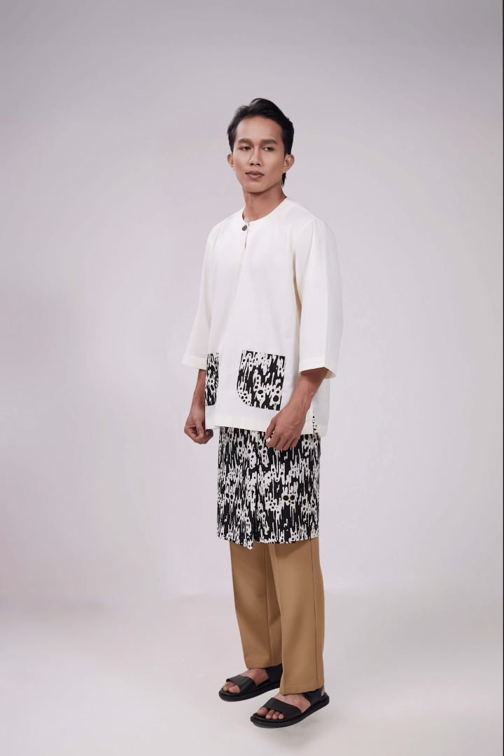 KURTA GABUNGAN BATIK ASLI PASTEL CREAM - 2026