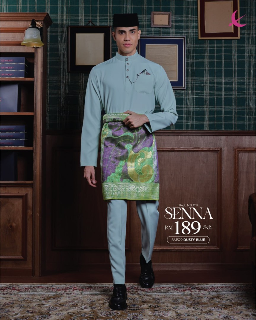 Baju Melayu Senna in Dusty Blue