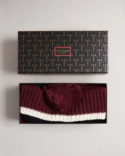Ted Baker Woop Knitted Hat and Glove Giftset - Navy