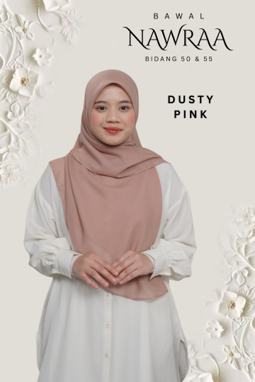 ( DUSTY PINK ) BAWAL NAWRAA MATERIAL PREMIUM COTTON VOILE CURVE YANG SEJUK DAN RINGAN