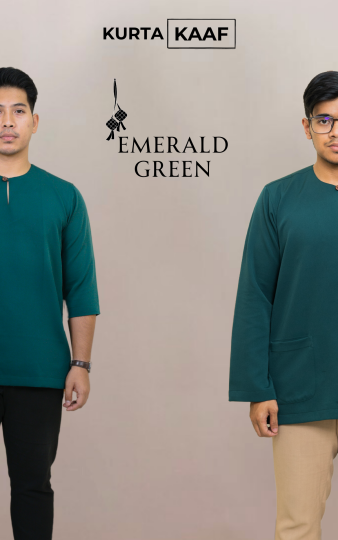 ( EMERALD GREEN ) KURTA RAYA KLASIK TELUK BELANGA MATERIAL ANTI PANAS