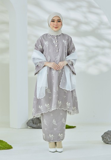 Melati Kurung (Soft Grey)