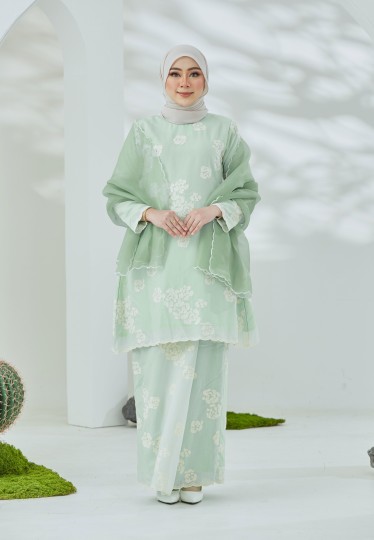 Sakura Kurung (Mint Green)