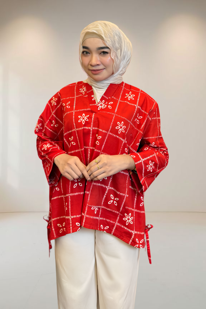 NEW ITEM - BLOUSE BATIK AKSARA RED [01]