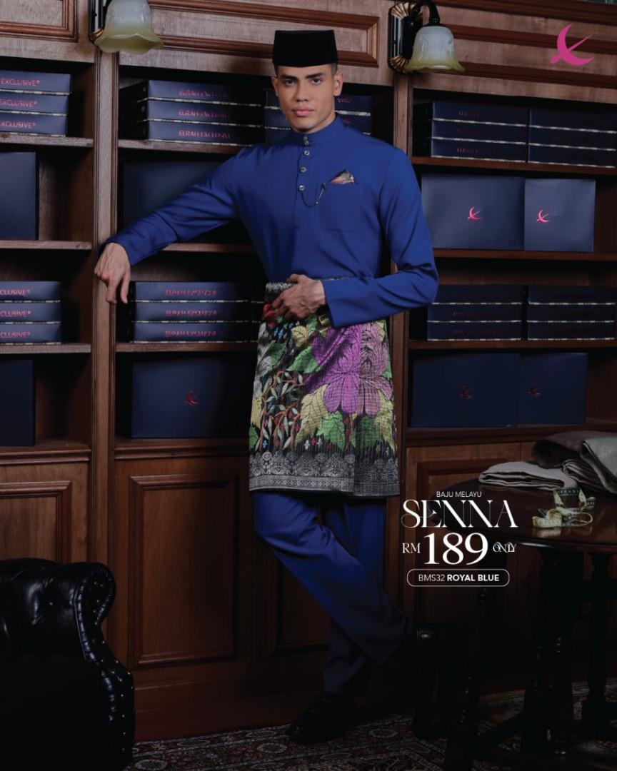 Baju Melayu Senna in Royal Blue