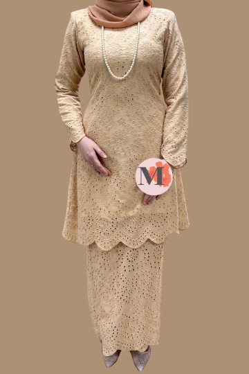 ANGGUN (WIDURI) KURUNG RIAU COTTON LACE KHAKIS (NUDE BROWN)