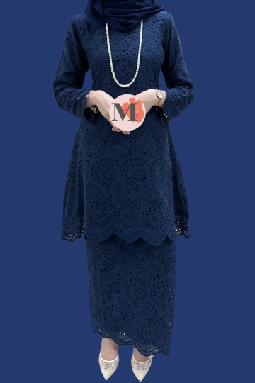 ANGGUN (WIDURI) KURUNG RIAU COTTON LACE NAVY BLUE