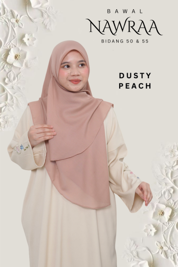 ( DUSTY PEACH ) BAWAL NAWRAA MATERIAL PREMIUM COTTON VOILE CURVE YANG SEJUK DAN RINGAN