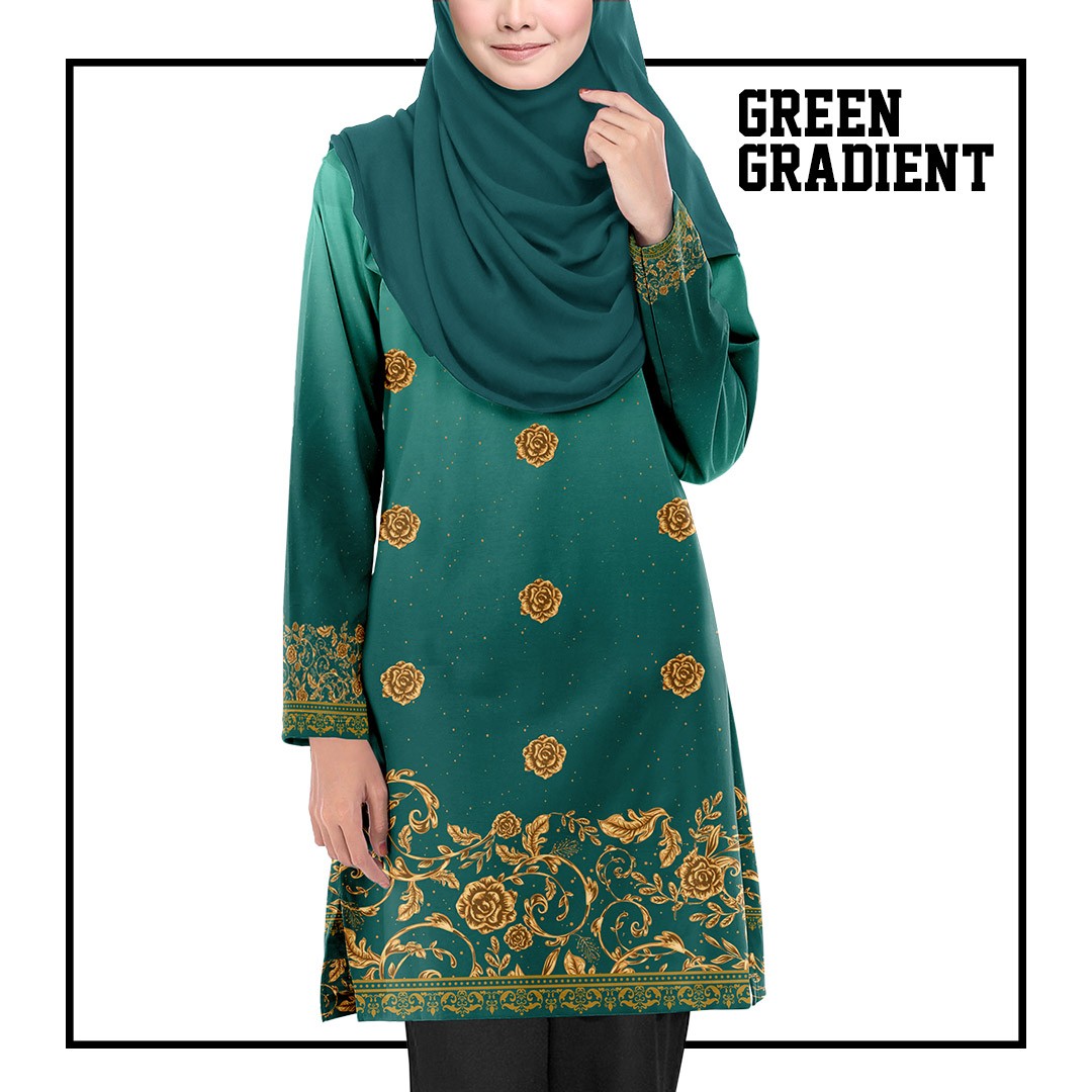 MUSLIMAH SONGKET GRADIENT GREEN