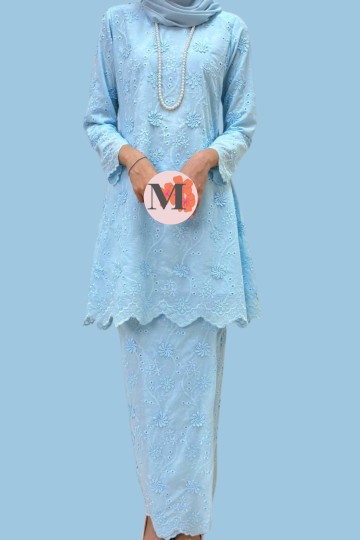 ANGGUN (3D) KURUNG RIAU COTTON EYELET BABY BLUE