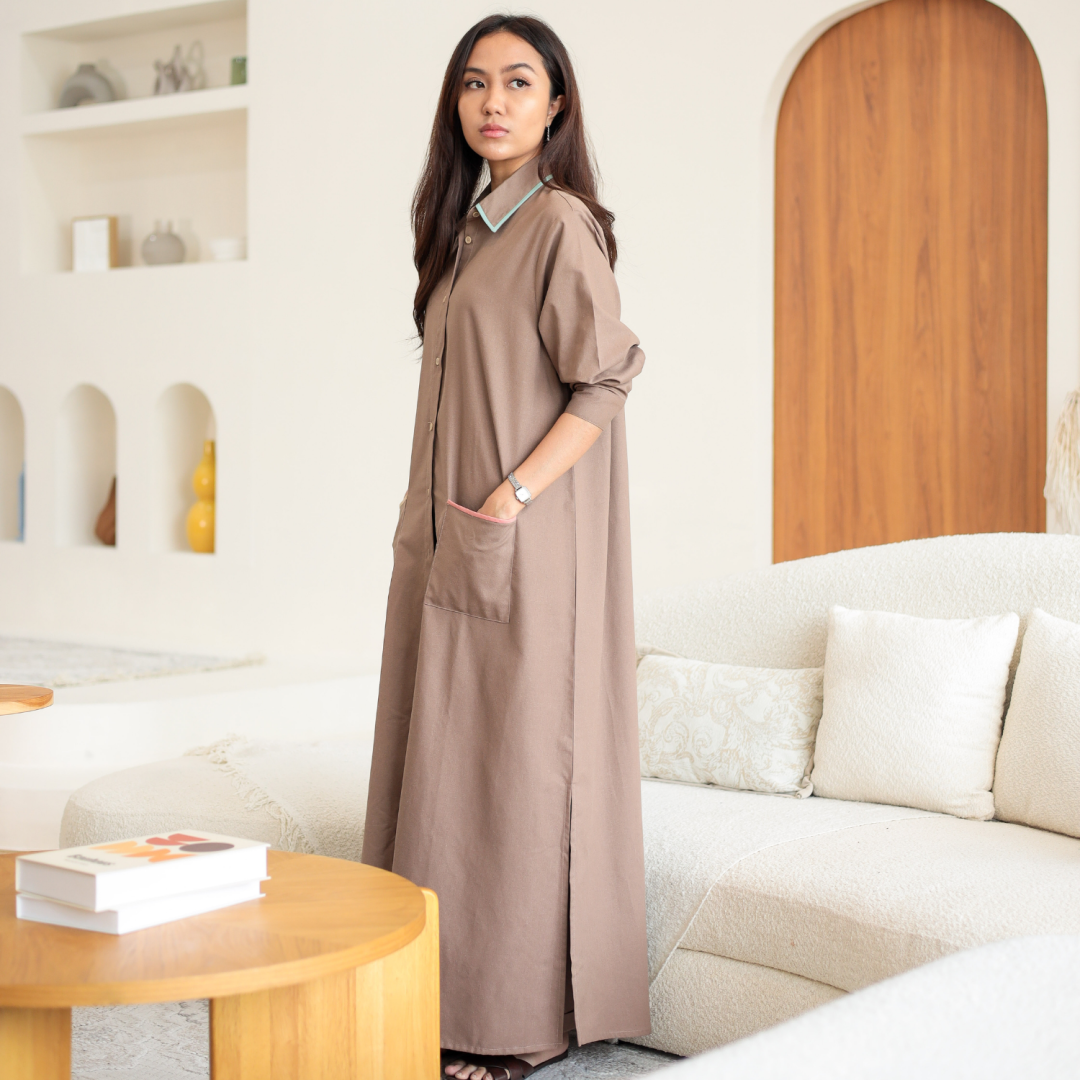 Luma Long Dress (Brown) - Image 3
