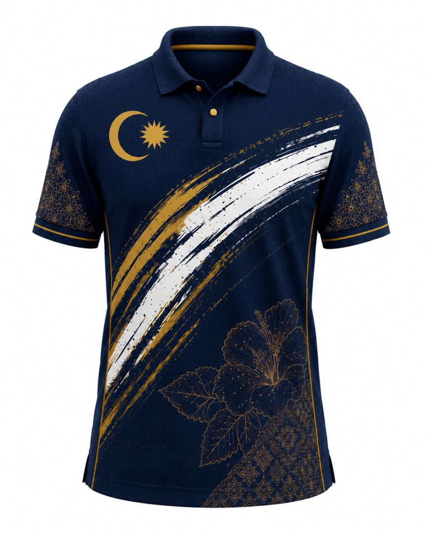 TSHIRT MERDEKA COLLAR(NAVY BLUE)