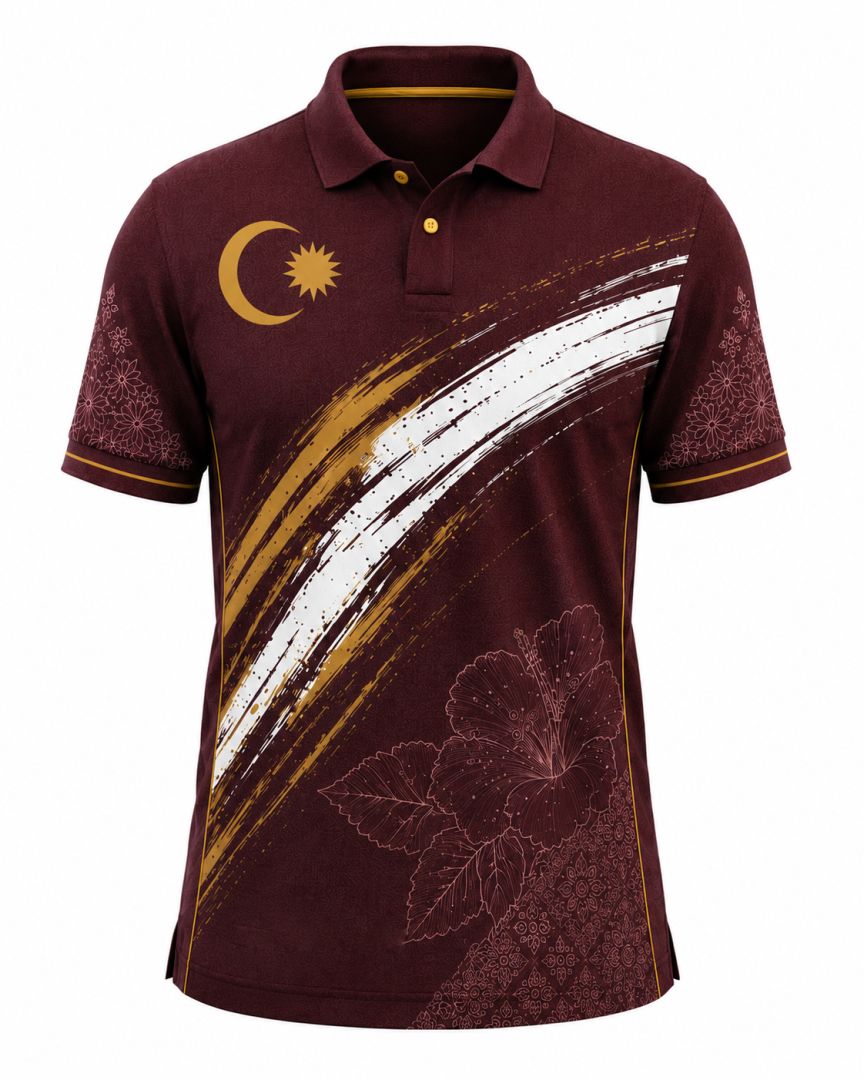 TSHIRT MERDEKA COLLAR(MAROON)