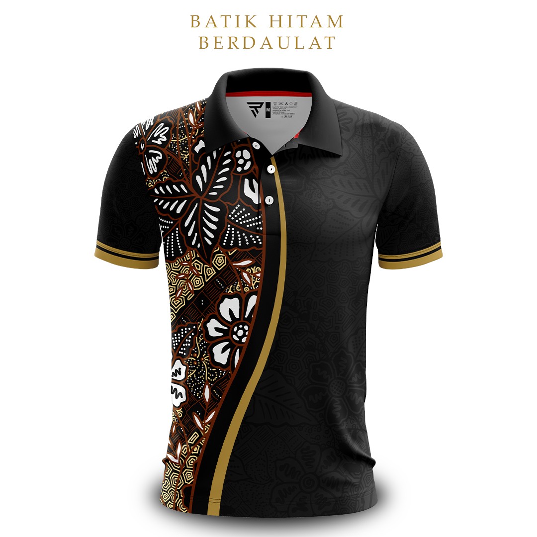 TSHIRT COLLAR EDISI BATIK HITAM BERDAULAT