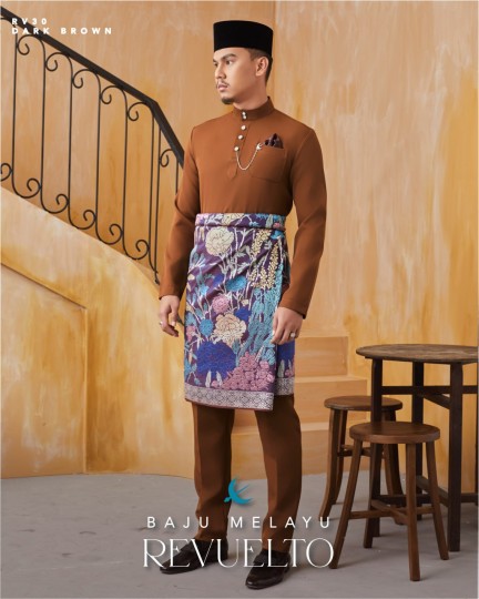 Baju Melayu Revuelto in Dark Brown