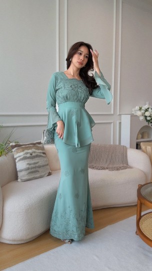 SABREENA RUFFLE PEPLUM IN HEAVENLY SAPPHIRE