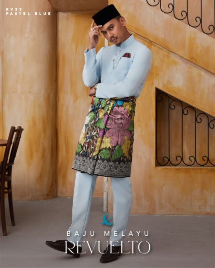 Baju Melayu Revuelto in Pastel Blue