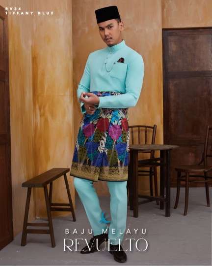 Baju Melayu Revuelto in Tiffany Blue