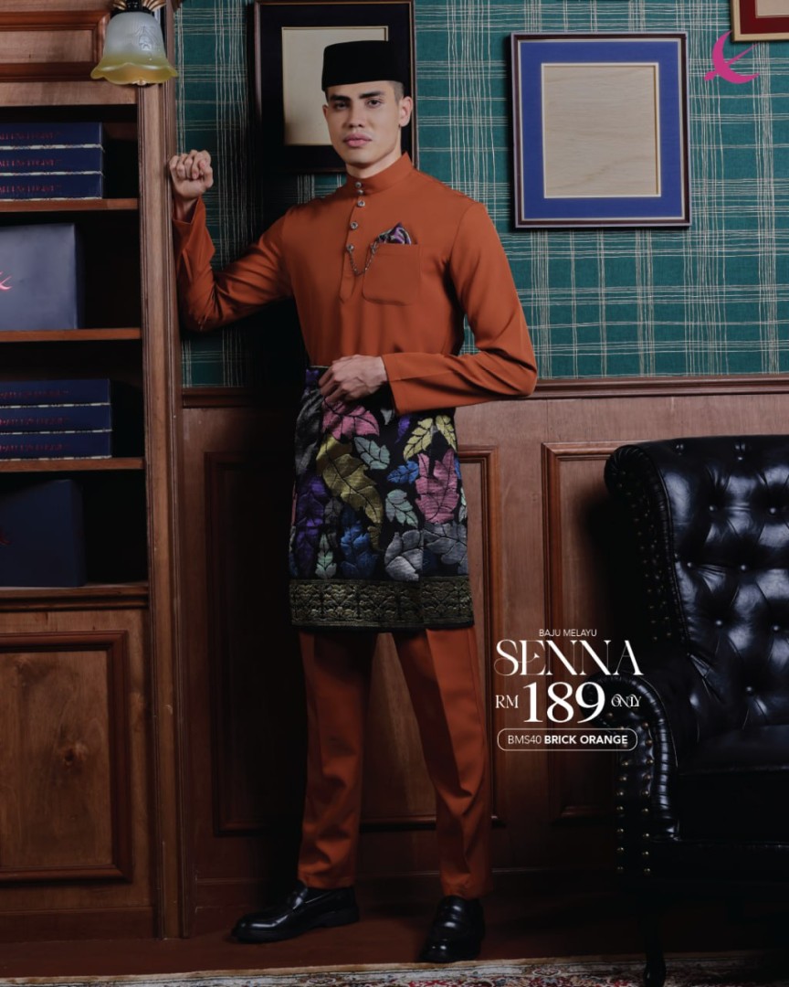 Baju Melayu Senna in Brick Orange