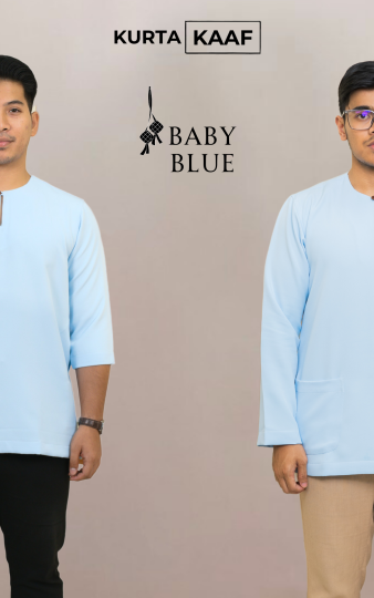 ( BABY BLUE ) KURTA RAYA KLASIK TELUK BELANGA MATERIAL ANTI PANAS