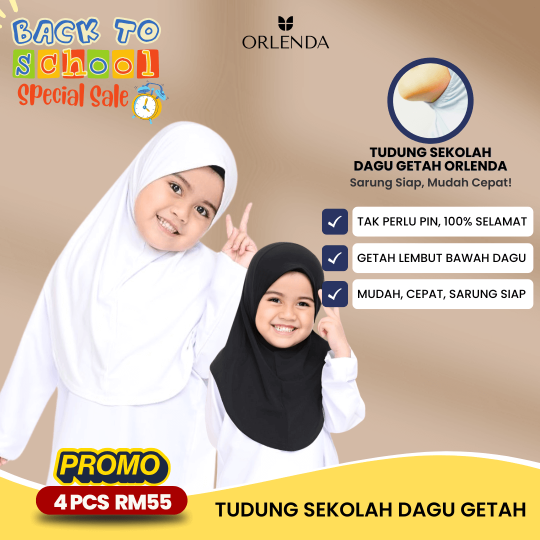 TUDUNG SEKOLAH DAGU GETAH (COMBO 4PCS)