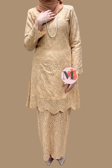 ANGGUN (WIDURI) KURUNG RIAU COTTON LACE KHAKIS (NUDE BROWN)