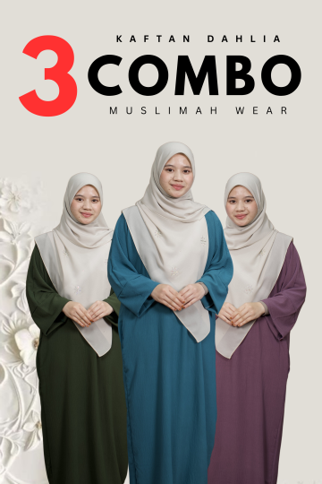 ( COMBO 3 ) KAFTAN DAHLIA MATERIAL PREMIUM SOFT CREPE SEJUK TAK MUDAH KEDUT PELBAGAI WARNA