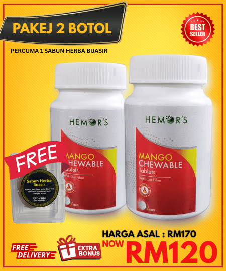 2 BOTOL -HEMORS + FREE 1 Sabun Herba Buasir