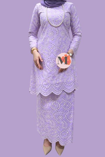 ANGGUN (WIDURI) KURUNG RIAU COTTON LACE SOFT LILAC
