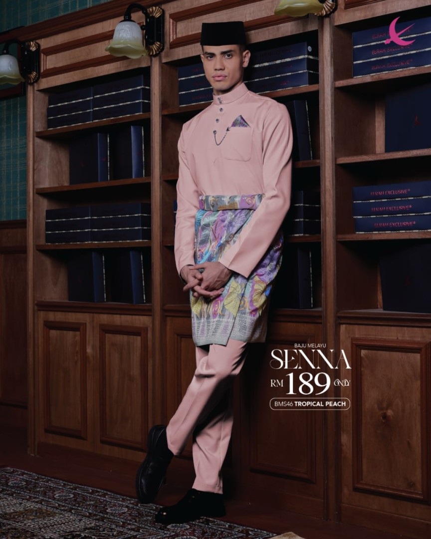 Baju Melayu Senna in Tropical Peach