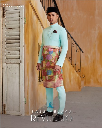 Baju Melayu Revuelto in Light Cyan