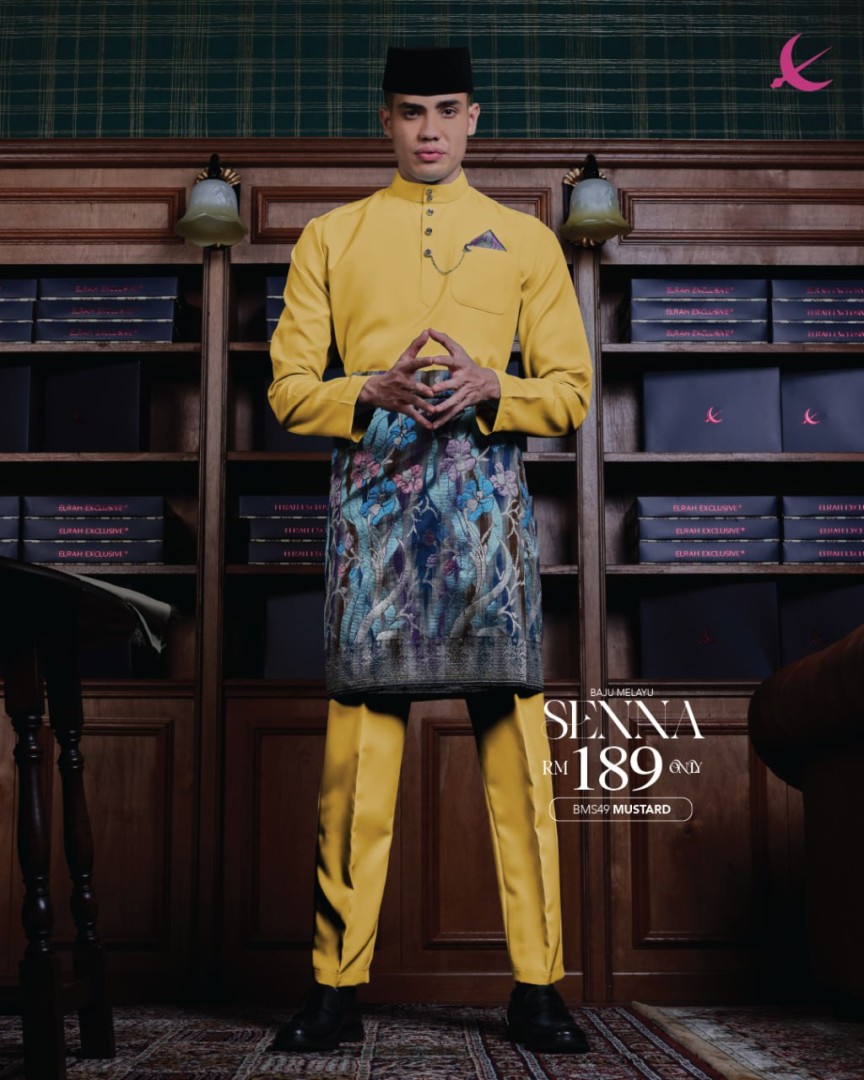 Baju Melayu Senna in Mustard