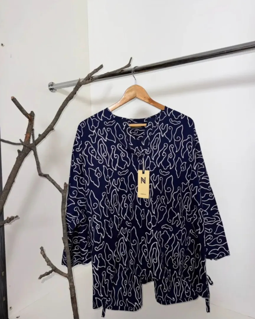 BLOUSE BATIK AKSARA [AS07 DARK BLUE 03]