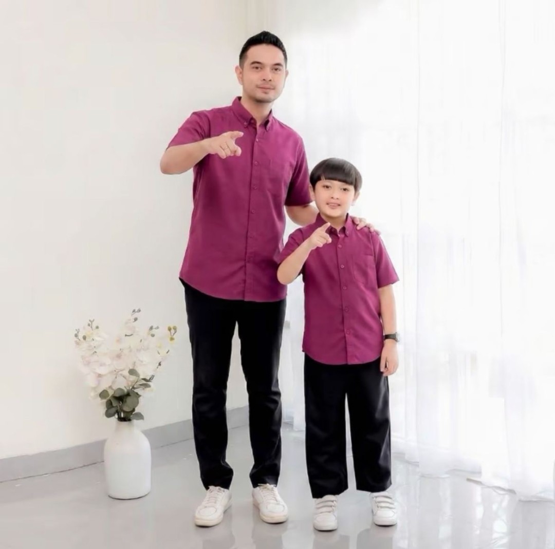 KEMEJA SEDONDON LENGAN PENDEK KAIN COTTON WINE