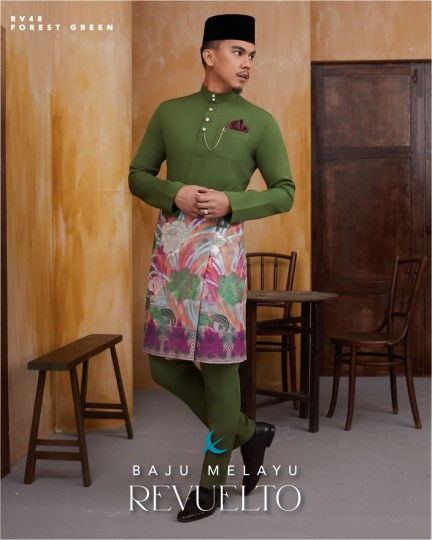 Baju Melayu Revuelto in Forest Green