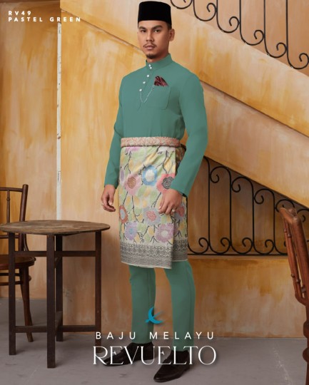 Baju Melayu Revuelto in Pastel Green