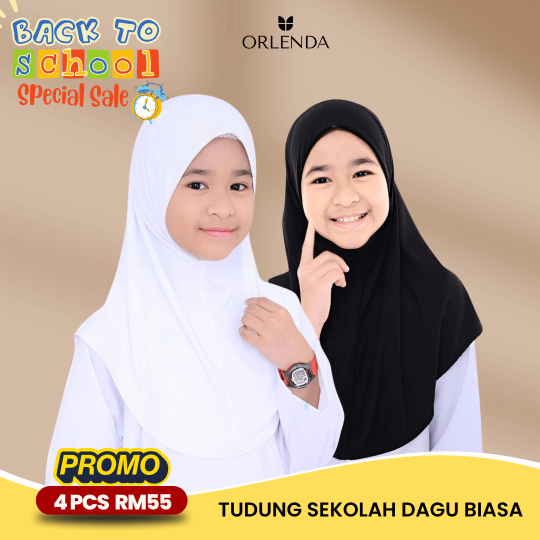TUDUNG SEKOLAH DAGU BIASA (COMBO 4PCS)