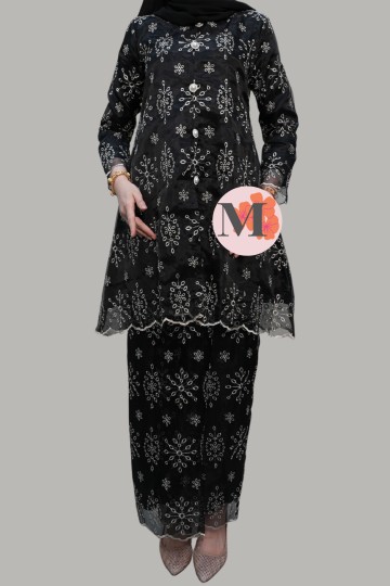 THEA KURUNG RIAU EYELET ORGANZA BLACK