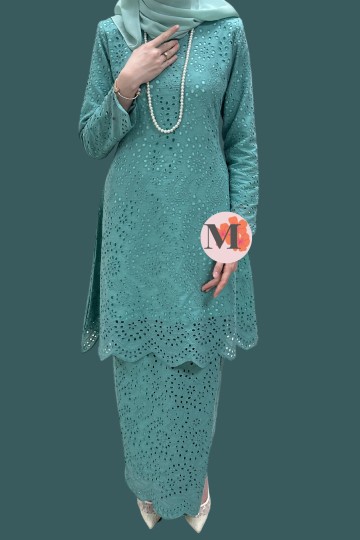 ANGGUN (WIDURI) KURUNG RIAU COTTON LACE MINT TURQUOISE