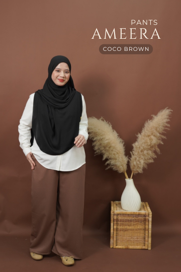 ( COCO BROWN ) PALAZO MEERA PANTS MATERIAL SEJUK TAK MUDAH KEDUT SELESA UNTUK TRAVEL