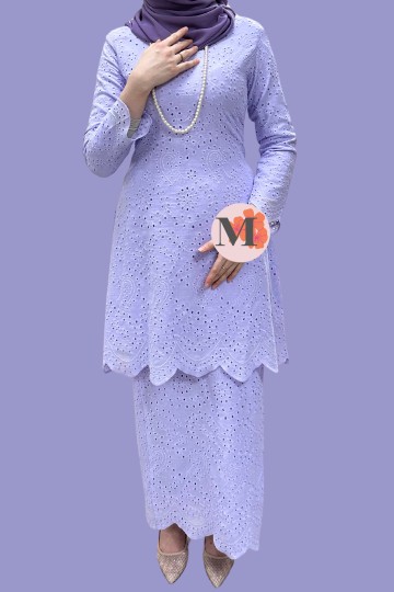 ANGGUN (WIDURI) KURUNG RIAU COTTON LACE LILAC