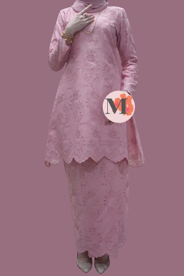 ANGGUN (3D) KURUNG RIAU COTTON EYELET SOFT DUSTY PINK