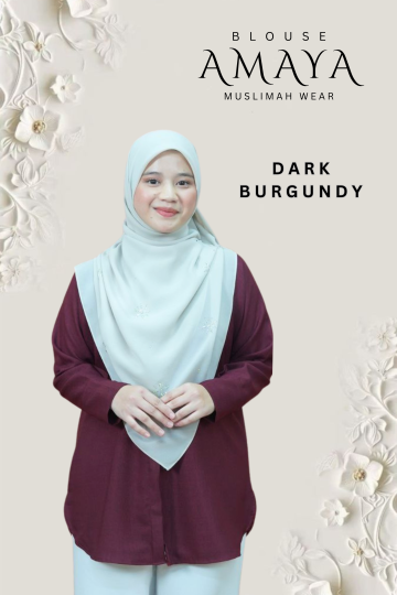 ( DARK BURGUNDY ) BLOUSE AMAYA MINIMAL IRONLESS MATERIAL COTTON LOLIS SEJUK TAK MUDAH KEDUT