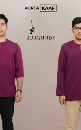 ( BURGUNDY ) KURTA RAYA KLASIK TELUK BELANGA MATERIAL ANTI PANAS