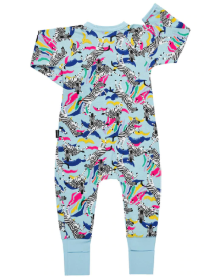 Zippy Wondersuit Collage Zebra Calm Blue